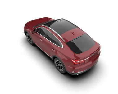 Beyaz arka planda modern bir araba. 3d oluşturma