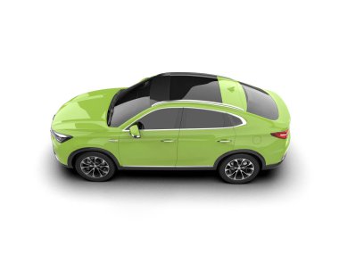 Araç yeşil renk. Beyaz arkaplanda 3 d görüntü.