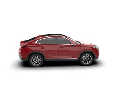 Beyaz arka planı olan kırmızı lüks araba.