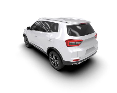 Beyaz arka planda modern bir araba. 3D görüntüleme - araba gövdesi - beyaz arkaplan