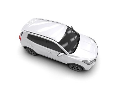 Yaratıcı tasarımın için boş yüzeyi olan modern beyaz bir araba. 3d oluşturma