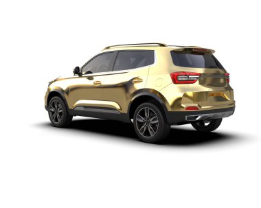 SUV beyaz arka planda izole edildi. 3 boyutlu resimleme
