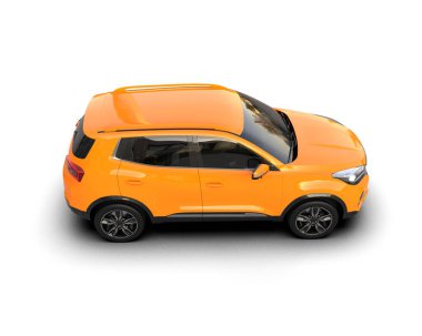 Beyaz arka planda modern şehir arabası. 3d oluşturma