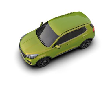 yeşil araba beyaz arka planda izole edildi. 3 boyutlu görüntüleme - illüstrasyon