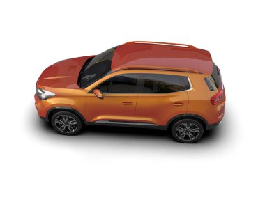 kırmızı araba modern aile - yan görünüm