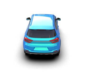 mavi araba beyaz arka planda izole edildi. 3D görüntüleme - illüstrasyon