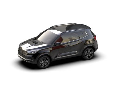 Beyaz arkaplanda daha az jenerik izole modern bir SUV 'un 3 boyutlu canlandırması