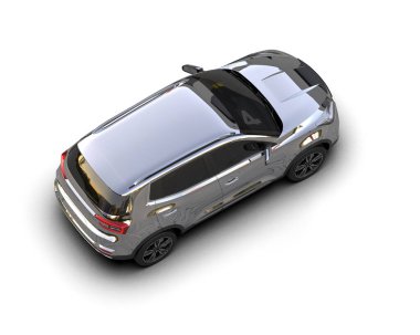 Beyaz arka planda bir araba. 3d illüstrasyon