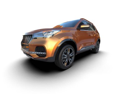 Beyaz arka planda izole edilmiş lüks bir araba.