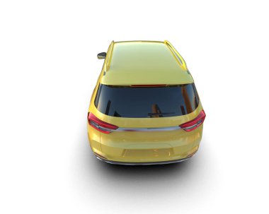 Sarı şehir arabası beyaz arka planda izole edilmiş.