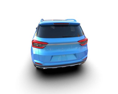 Mavi SUV beyaz arka planda izole edildi. 3d oluşturma.