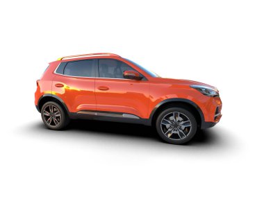 SUV aracı beyaz arka planda izole edildi. 3d illüstrasyon.