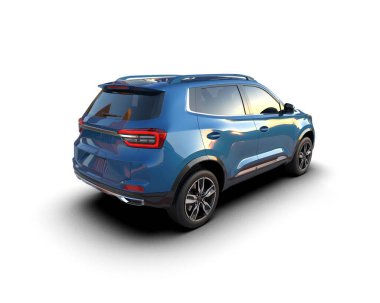 Modern kompakt araba - aile - beyaz arka planda modern araba, 3 boyutlu illüstrasyon