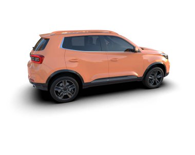 Modern araba beyaz üzerine. 3d oluşturma