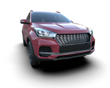 Beyaz arka planda izole edilmiş gerçekçi bir SUV arabası. 3d görüntüleme - illüstrasyon