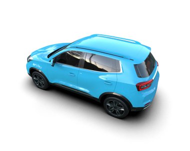 kompakt araba aile şehri 3 boyutlu illüstrasyon.