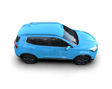 Mavi küçük şehir arabası. 3d oluşturma