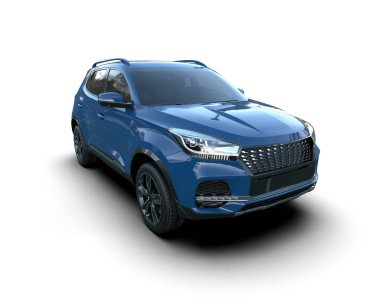 SUV arabası beyaz arkaplanda izole edildi. 3 boyutlu görüntüleme