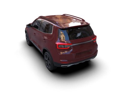 Siyah modern aile arabası beyaz arka planda izole edilmiş. 3d oluşturma