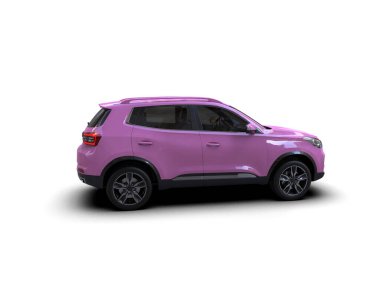 Pembe araba arka planda izole edilmiş. 3D görüntüleme - illüstrasyon