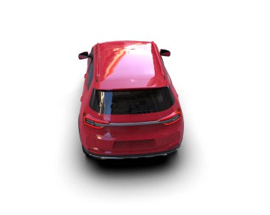 kırmızı spor araba - Üstten Görünüm