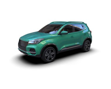 Yeşil lüks modern SUV arabası. ön görünüm