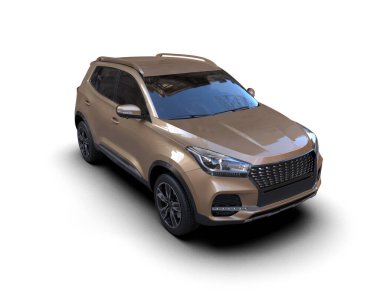 Beyaz arka planda modern lüks bir araba. 3 boyutlu çizim. Arabada güzel ve şık bir araba var..