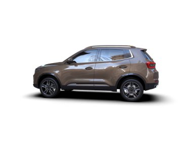 Siyah araba beyaz arka planda izole edilmiş.