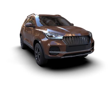 Beyaz arka planda modern SUV. 3d oluşturma