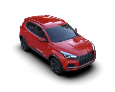 Gri arka planda izole edilmiş modern kırmızı araba. 3d oluşturma