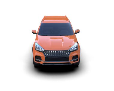 turuncu şehir modern şehir arabası - 3 boyutlu illüstrasyon