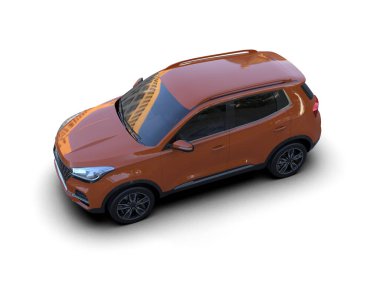 Modern araba arka planda izole edilmiş. 3D görüntüleme - illüstrasyon