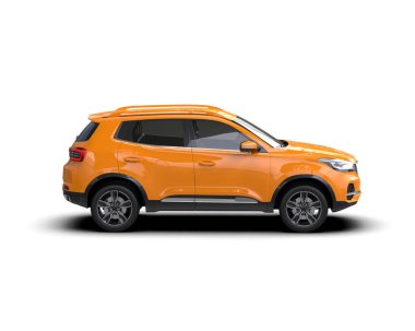 Beyaz arka planda izole edilmiş gerçekçi bir SUV arabası. 3d görüntüleme - illüstrasyon