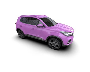 Pembe kompakt araba. 3d oluşturma