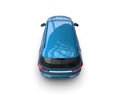 Beyaz stüdyo arka planında izole edilmiş bir elektrikli arabanın 3 boyutlu görüntüsü