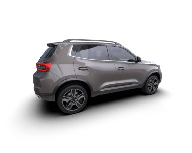 Araba - beyaz arka planda modern SUV. - 3 boyutlu illüstrasyon.