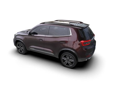 Modern SUV beyaz arka planda izole edildi. 3d oluşturma
