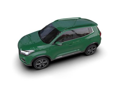 Bir markanın 3 boyutlu canlandırması - beyaz arka planda daha az genel SUv