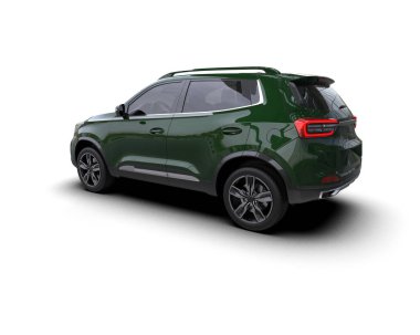 beyaz arka planda modern kompakt araba.