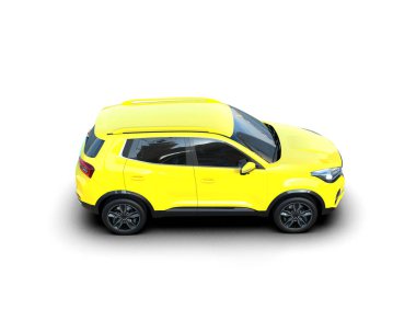 Beyaz arka planda sarı modern araba