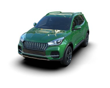 yeşil modern spor araba, 3 boyutlu..