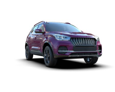 Beyaz arka planda küçük bir cip. 3d oluşturma