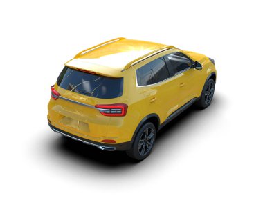 Modern araba arka planda izole edilmiş. 3D görüntüleme - illüstrasyon