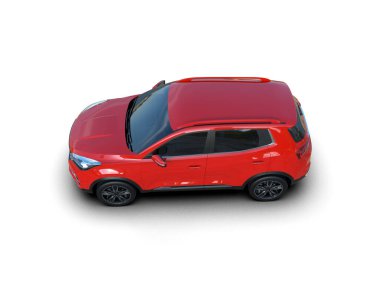 kırmızı modern araba - arka görünüm - yan