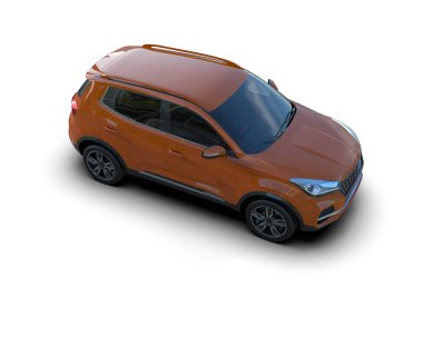 Beyaz arka planda modern bir araba. 3d oluşturma.