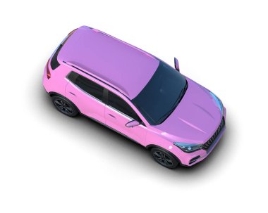 beyaz arka planda modern pembe araba 3 boyutlu görüntüleme