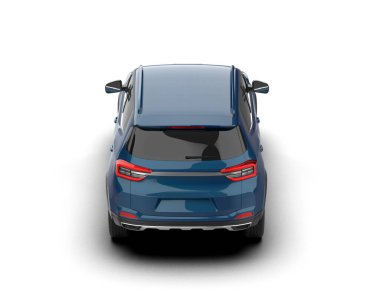 Beyaz arka planda mavi modern araba. Yan görünüş. 3d oluşturma