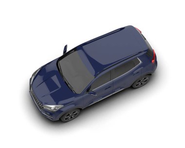 Mavi arazi aracı beyaz arka planda izole edilmiş. 3d oluşturma