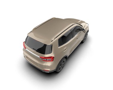 Beyaz arka planda modern kompakt araba. 3d oluşturma