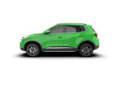 Gerçekçi modern SUV arabası beyaz arka planda izole edilmiş. 3d oluşturma